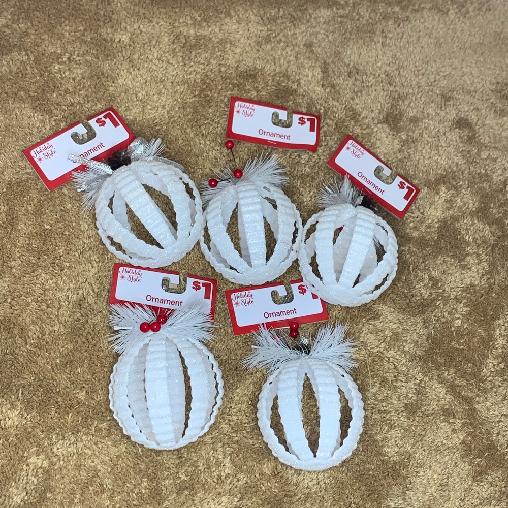 White glitter ornaments
